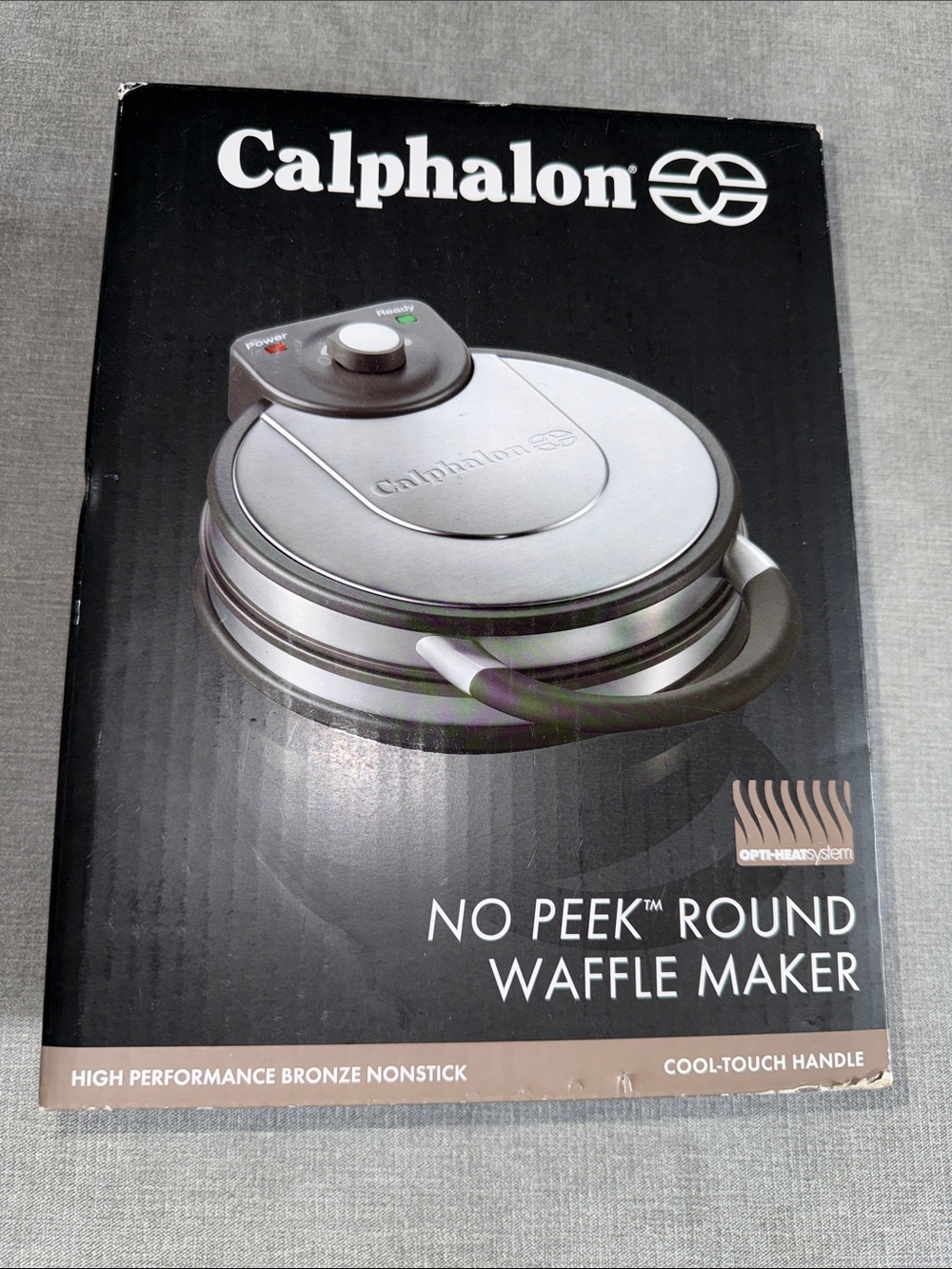 Calphalon Silver and Black No Peek Round Waffle Maker